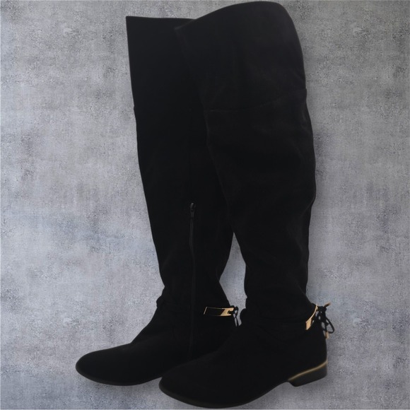 Stylish Black Over the Knee Boots - Picture 2 of 14